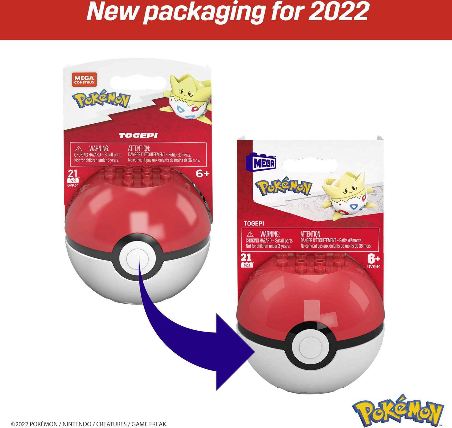 Mega Construx Pokemon Togepi Construction Set, Building Toys for Kids, 21 pcs, 6 years and up