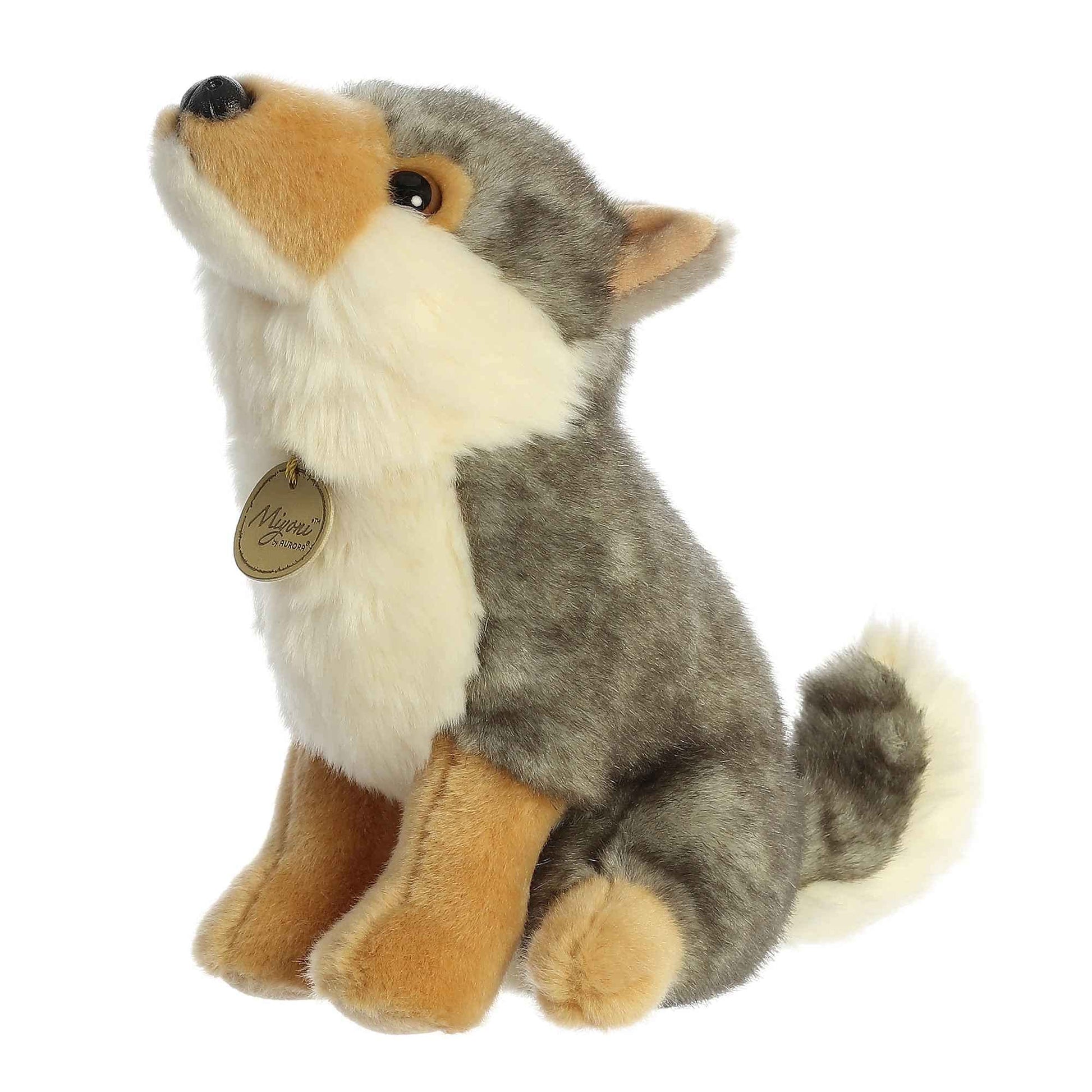 Aurora® Realistic Miyoni® Wolf Stuffed Animal - Lifelike Details Make a Cherished Companion - Perfect for Decorating Bedrooms or Classrooms - Gray 8.5