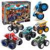 6 Pack Monster Trucks Toys for Boys and Girls, 4-Wheel Drive Friction Powered Push and Go Toy Cars with Giant Wheels, 360° Crazy Stunts, Age 3, 4-7