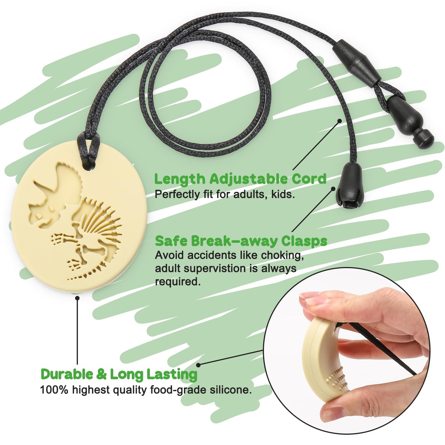 MISSLILI Sensory Chew Necklaces for Aggressive Chewers