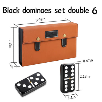 Bucher&Rossini Dominoes Set Double 6 - Classic Black Domino's Game Set for Adults and Kids Idea Gift Present for Domino Players or Family Game Night