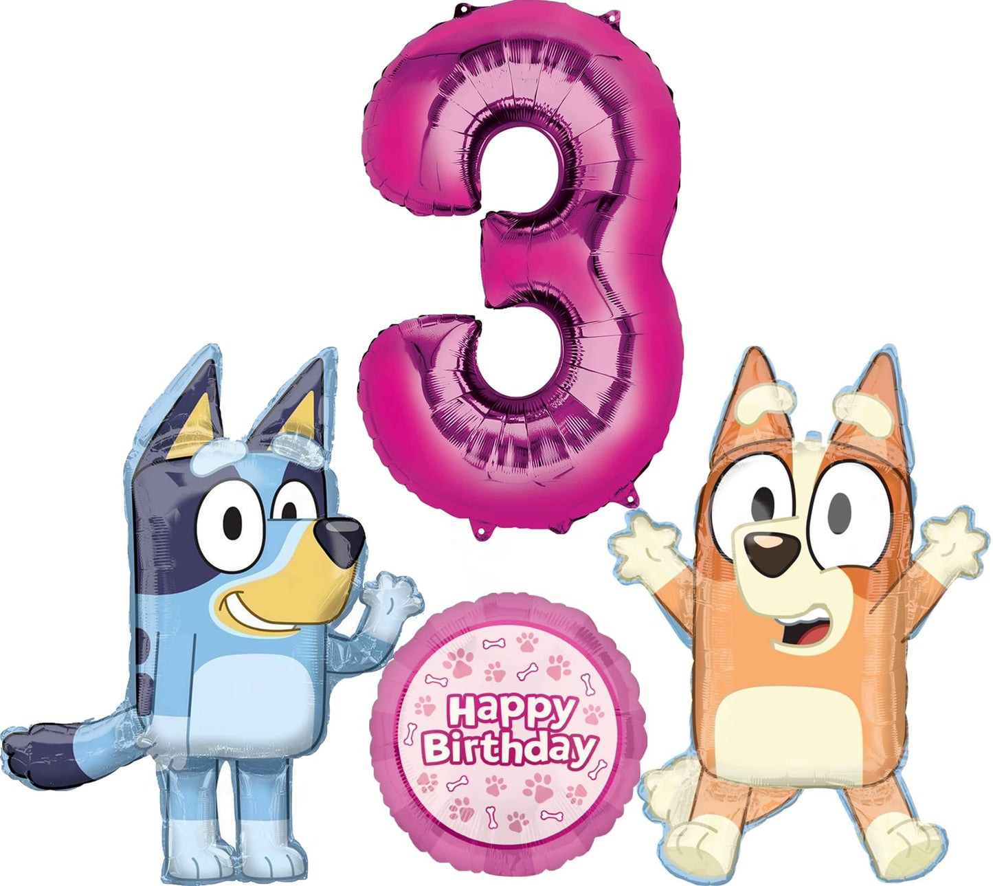 Bluey and Bingo Girl 3rd Birthday Party Supplies Foil Balloons Decorations
