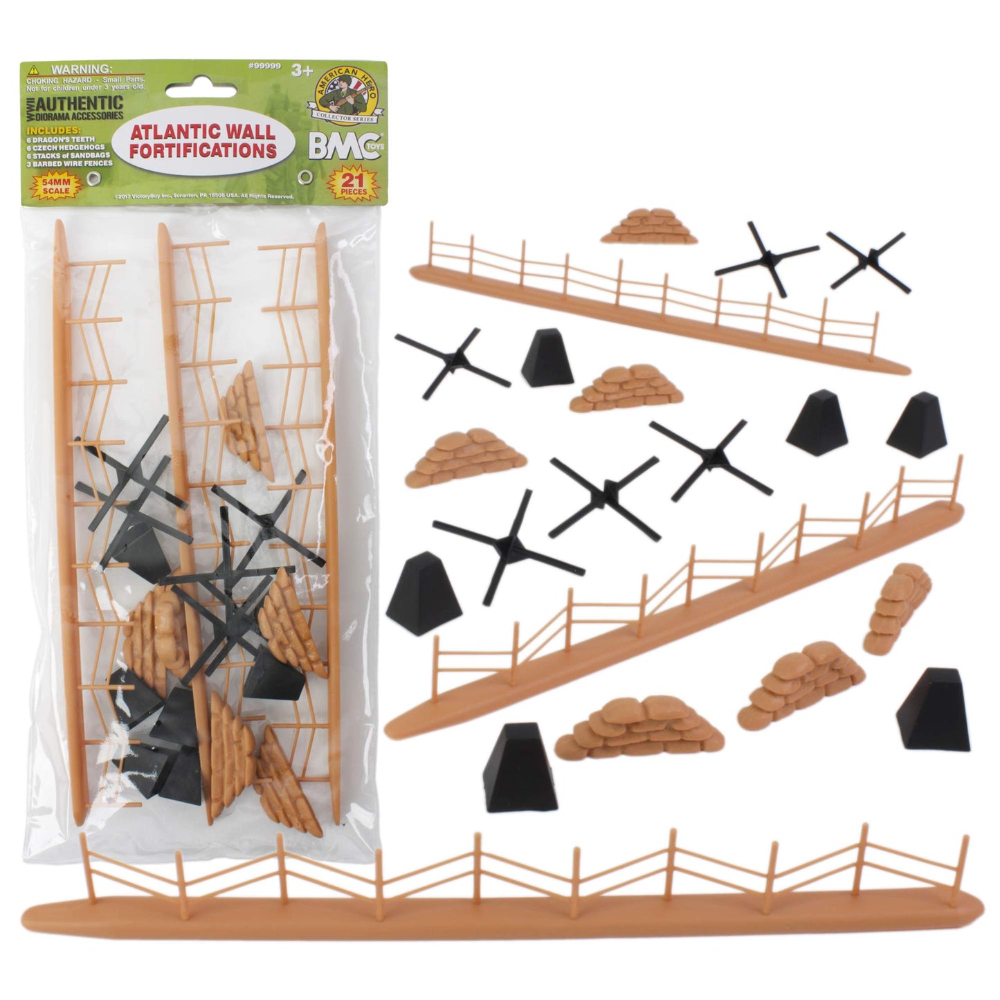 BMC WW2 Atlantic Wall Fortifications - 21pc Plastic Army Men Accessories
