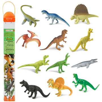 Safari Ltd. Carnivorous Dinosaurs TOOB - Set of 12 Mini Figurines Featuring T-Rex, Spinosaurus, Utahraptor, Allosaurus, Pteranodon, & More