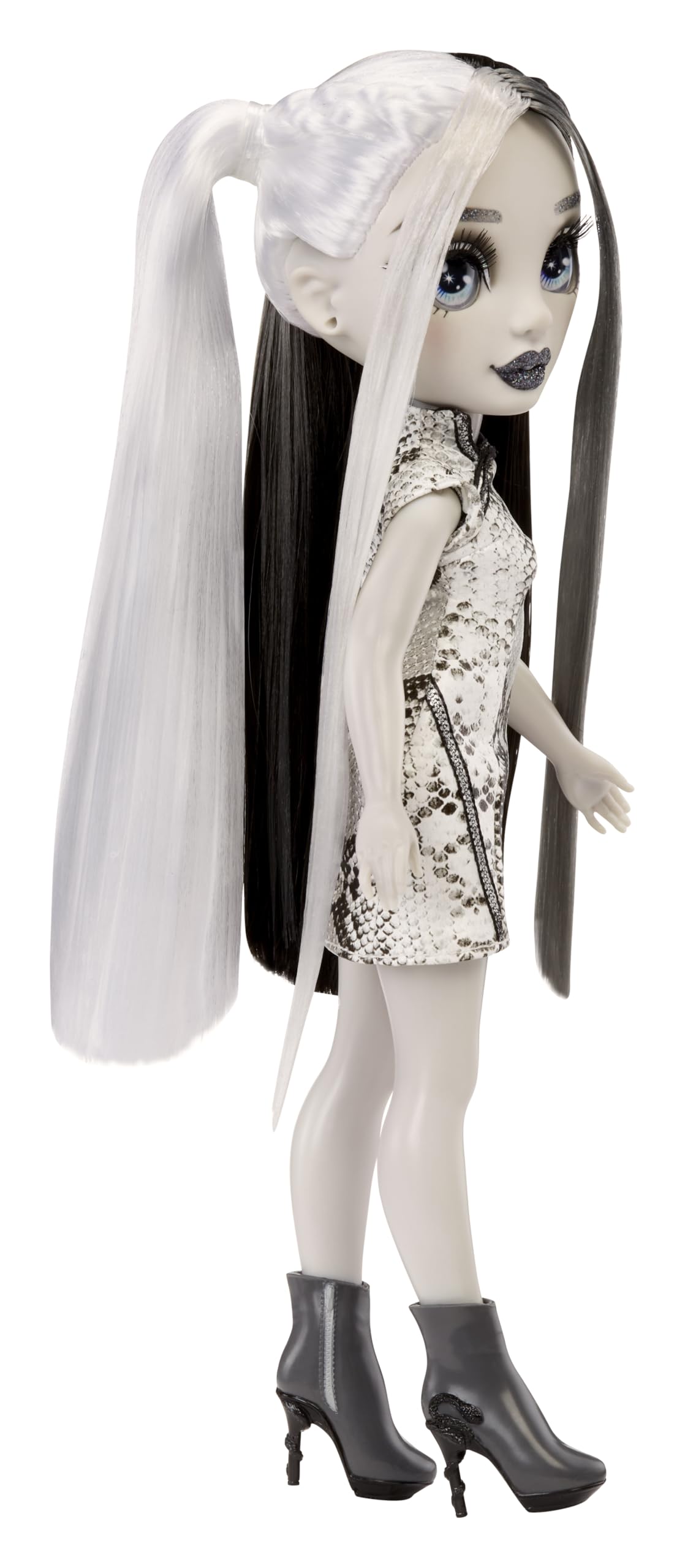 Rainbow High Shadow High Heather - Grayscale 11” Fashion Doll. Black and White Hair & Outfit & Handbag
