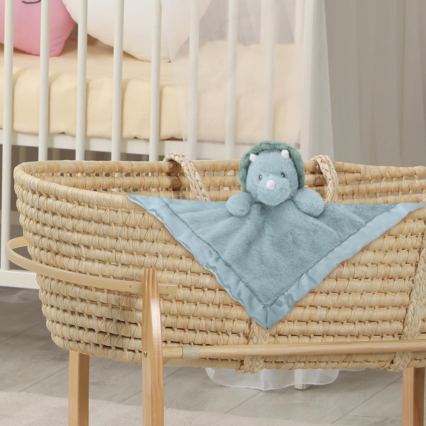 Linzy Secure Dino Lovey for Babies - Soft Dinosaur Plush Stuffed Animal Blanket, Cute Snuggle Plush, Wildlife Comfort Snuggle Toy for Newborns, Babies