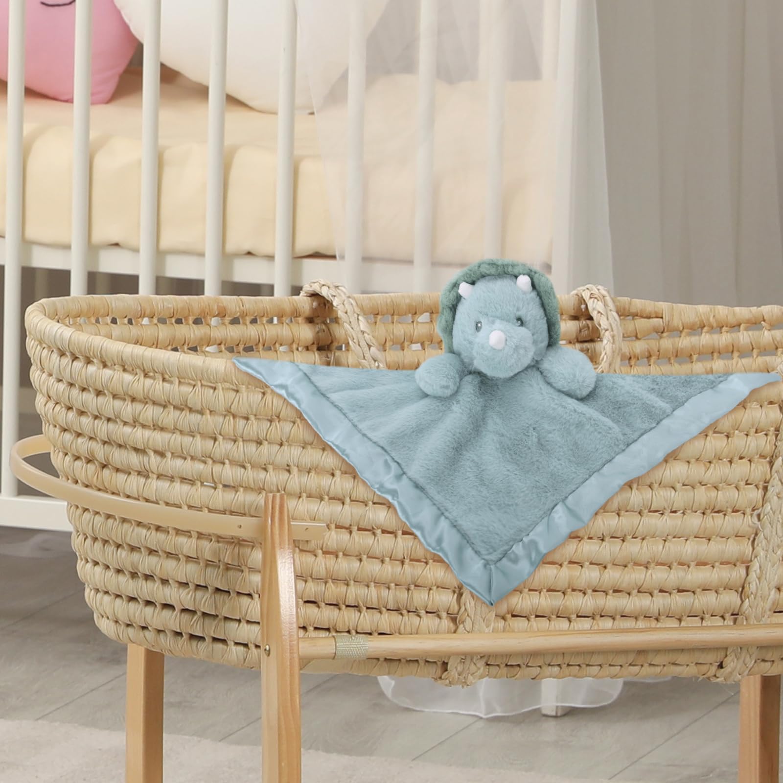 Linzy Secure Dino Lovey for Babies - Soft Dinosaur Plush Stuffed Animal Blanket, Cute Snuggle Plush, Wildlife Comfort Snuggle Toy for Newborns, Babies