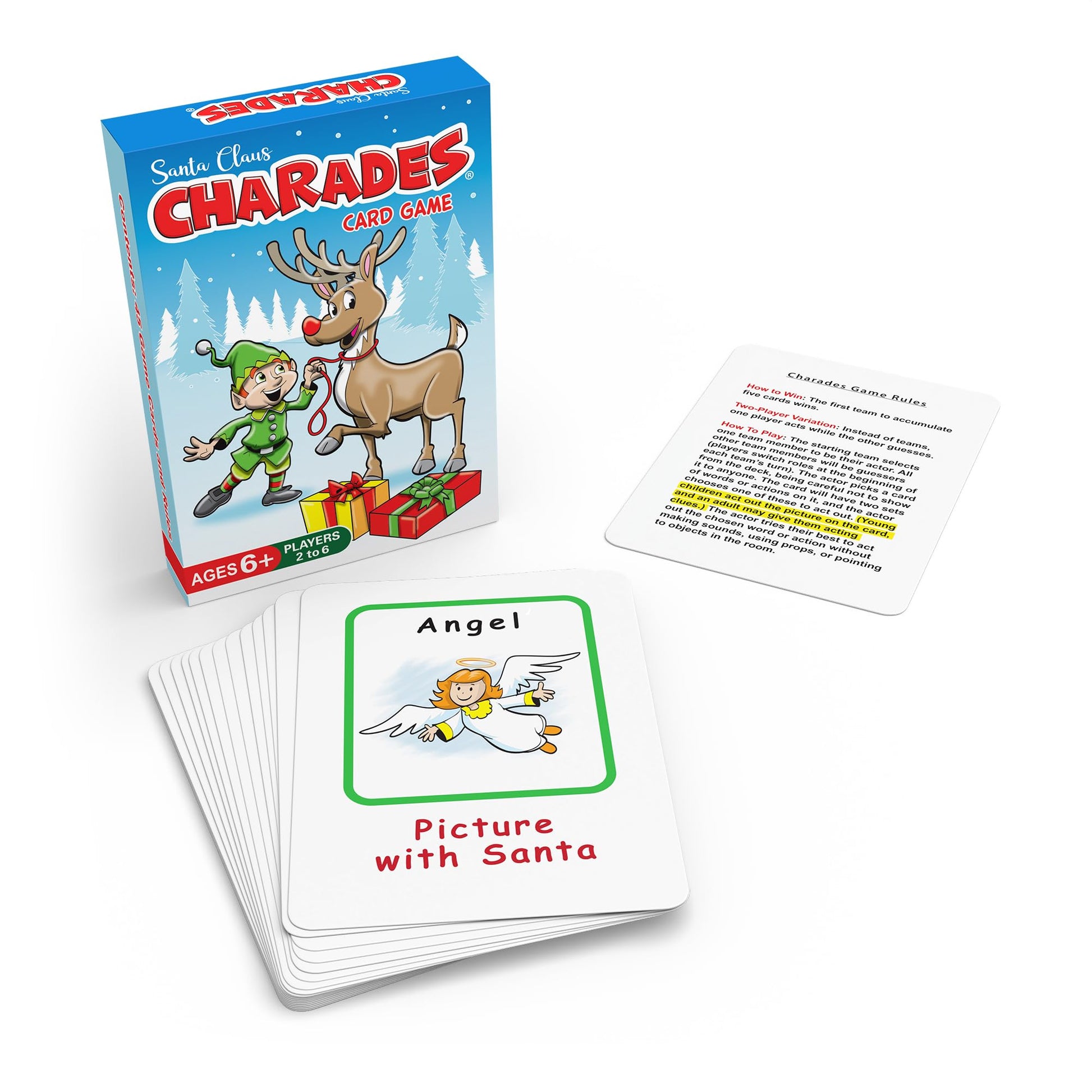 Arizona GameCo Santa Claus Charades, a Fun Christmas Game for Kids Ages 6+ - No Reading is Required to Play - Christmas Party, Family Board Game