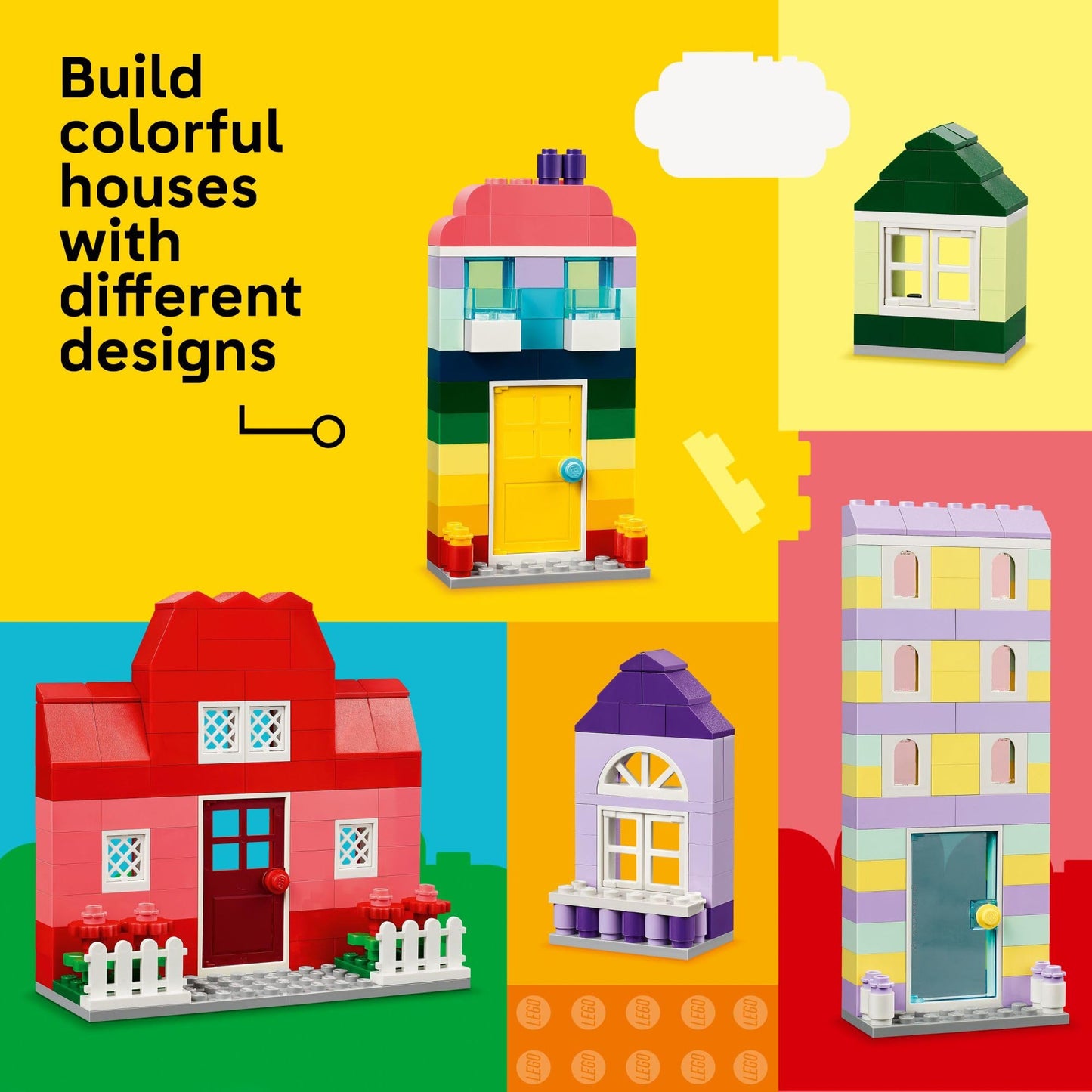 LEGO Classic Creative Houses Brick Building Set for Kids, Toy House Gift with Accessories and Doll Houses, Creative Toy for Young Builders, Boys and