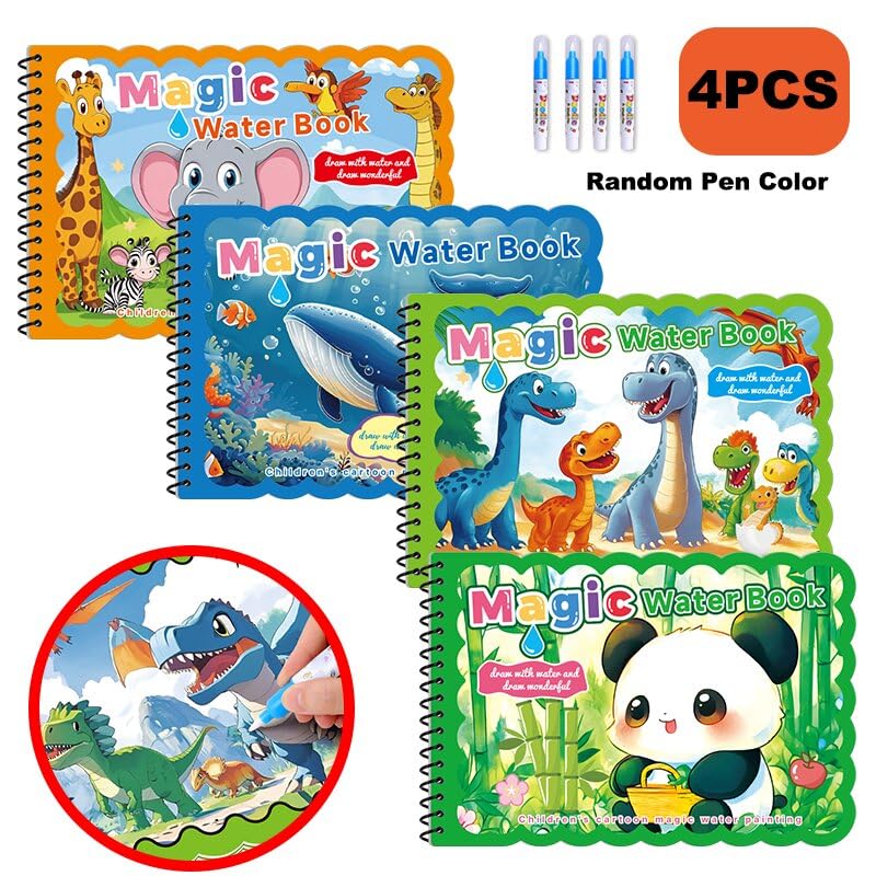Baiyigs Water Coloring Book for Toddlers 3-5, Water Painting Drawing Book for Educational Learning Kits Gifts, Best Birthday Gifts