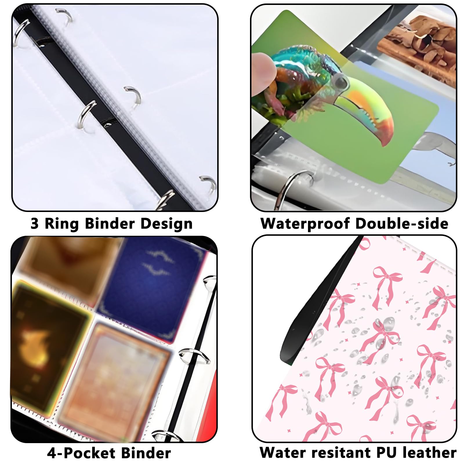 Card Binder for Girls Gifts 4 Pocket with 50 Sleeves 400 Cards Collectible Trading Binder Case Cute Album Holder Game sports collector supplier