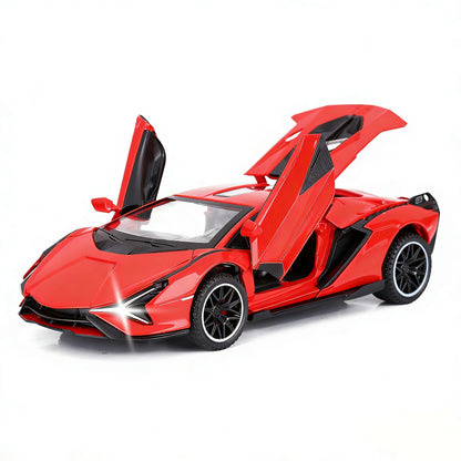 Toy Cars for Kids Ages 3-12 Diecast Metal Model Car with Light and Sound Pull Back Toy Car for Boys Age 3 + Year Old (Red)
