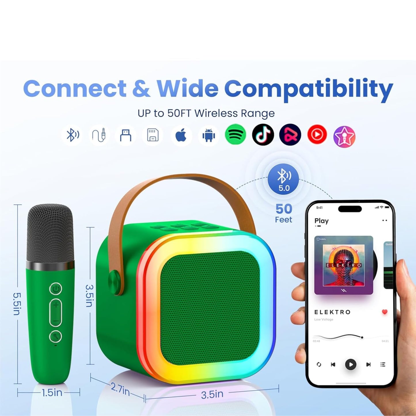Mini Karaoke Machine for Kids, Toys Christmas Birthday Gifts Ideas for Girls Ages 4, 5, 6, 7, 8, 9, 10, 12+ Years Old, Portable MP3 Player with 2