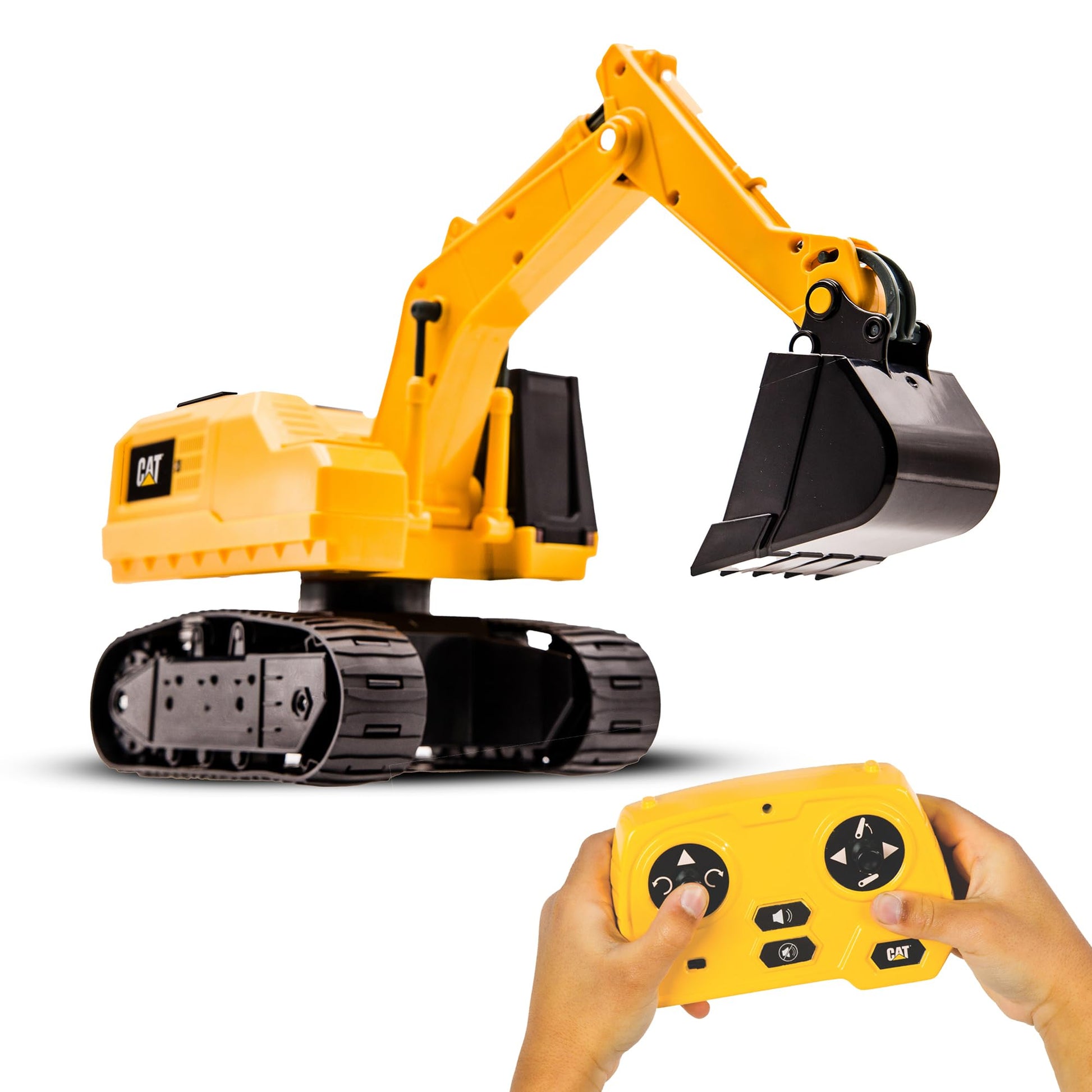 CAT Power Excavator Digger RC Construction for Kids 5+ | 2.4GHz Remote Control Truck Toy, Full-Function Dig, Scoop, Spin & Drive, Realistic Lights