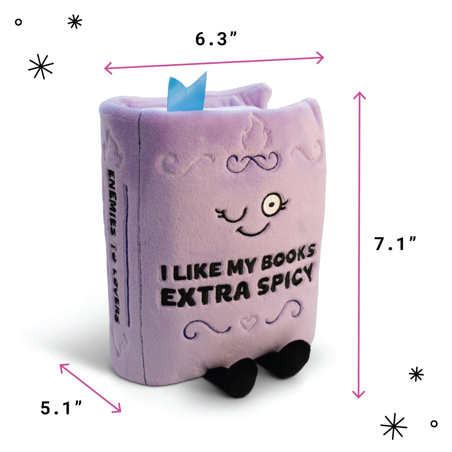 Punchkins Book Plushie - I Like My Books Extra Spicy Funny Plush Gift for Book Lovers, Silly Plush Toy for Gifting