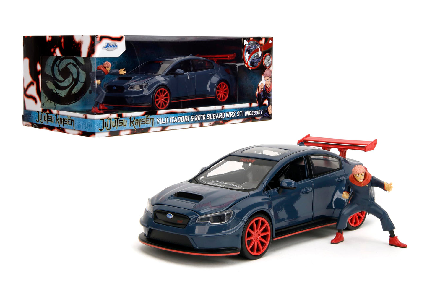 Jada Toys 2016 Subaru WRX STI w/Yuji Itadori Die-Cast Figure, Jujutsu Kaisen 1:24 Scale Collectible Car - Opening Doors, Hood & Trunk