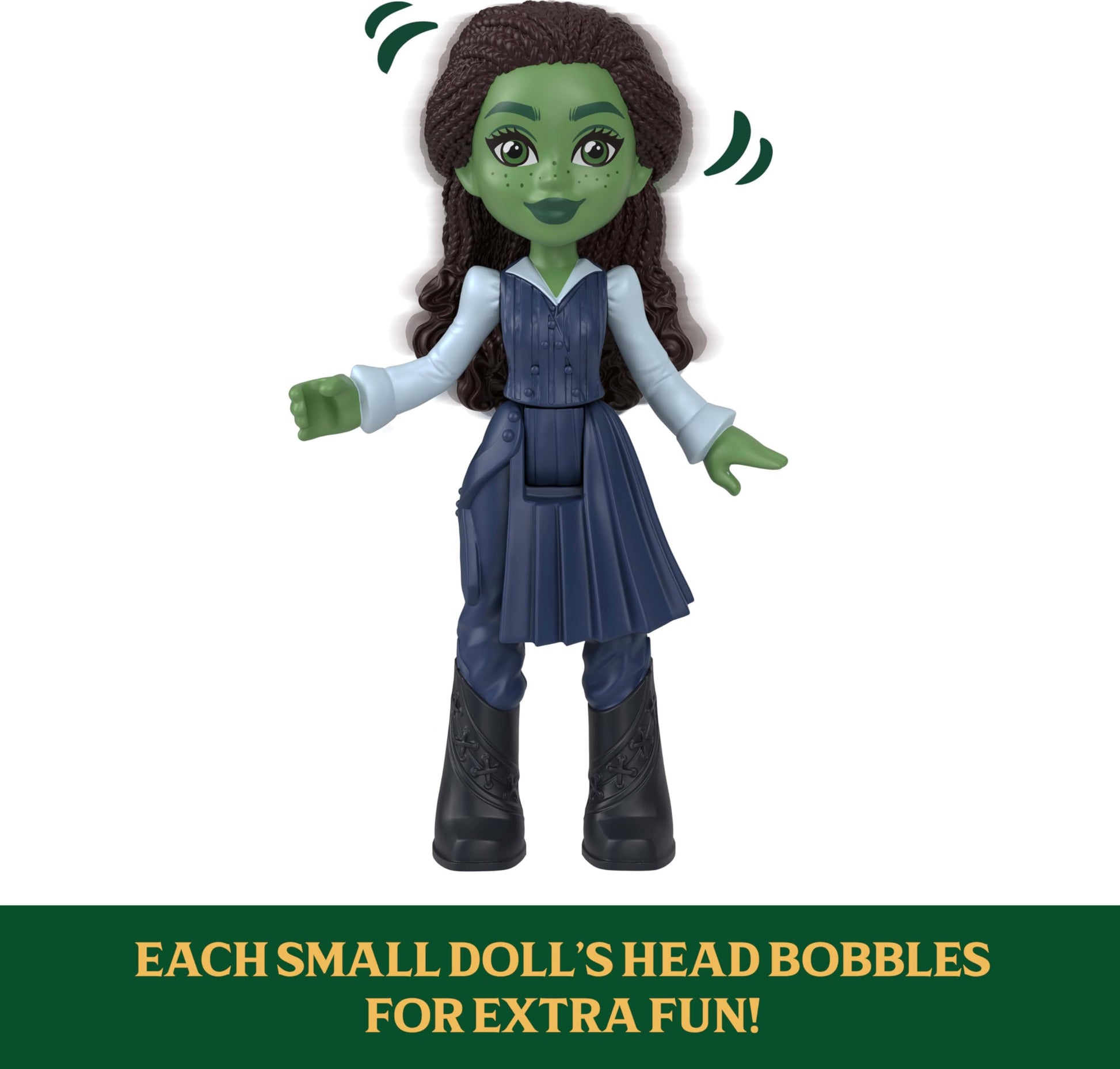 Mattel Universal Pictures’ Wicked Emerald City Train Playset with Elphaba Small Doll, 3 Play Spaces & 14 Accessories, Inspired by the Movie