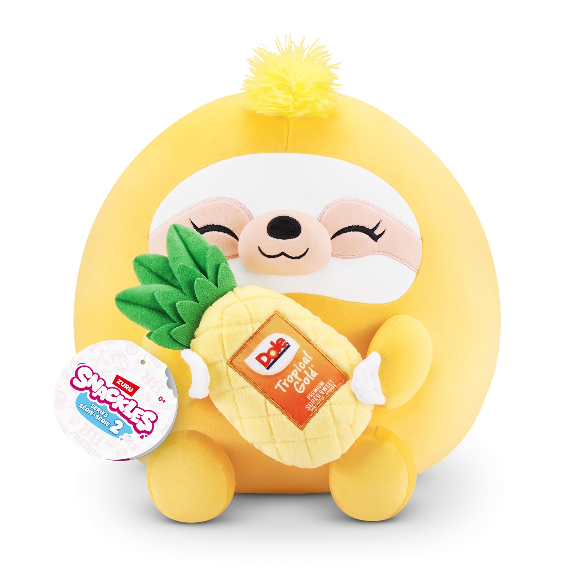 Snackles Series 2 Sloth & Dole 14 Inch Plush by ZURU, Ultra Soft Plush, Collectible Plush with Real Licensed Brands, Stuffed Animal, Giftable
