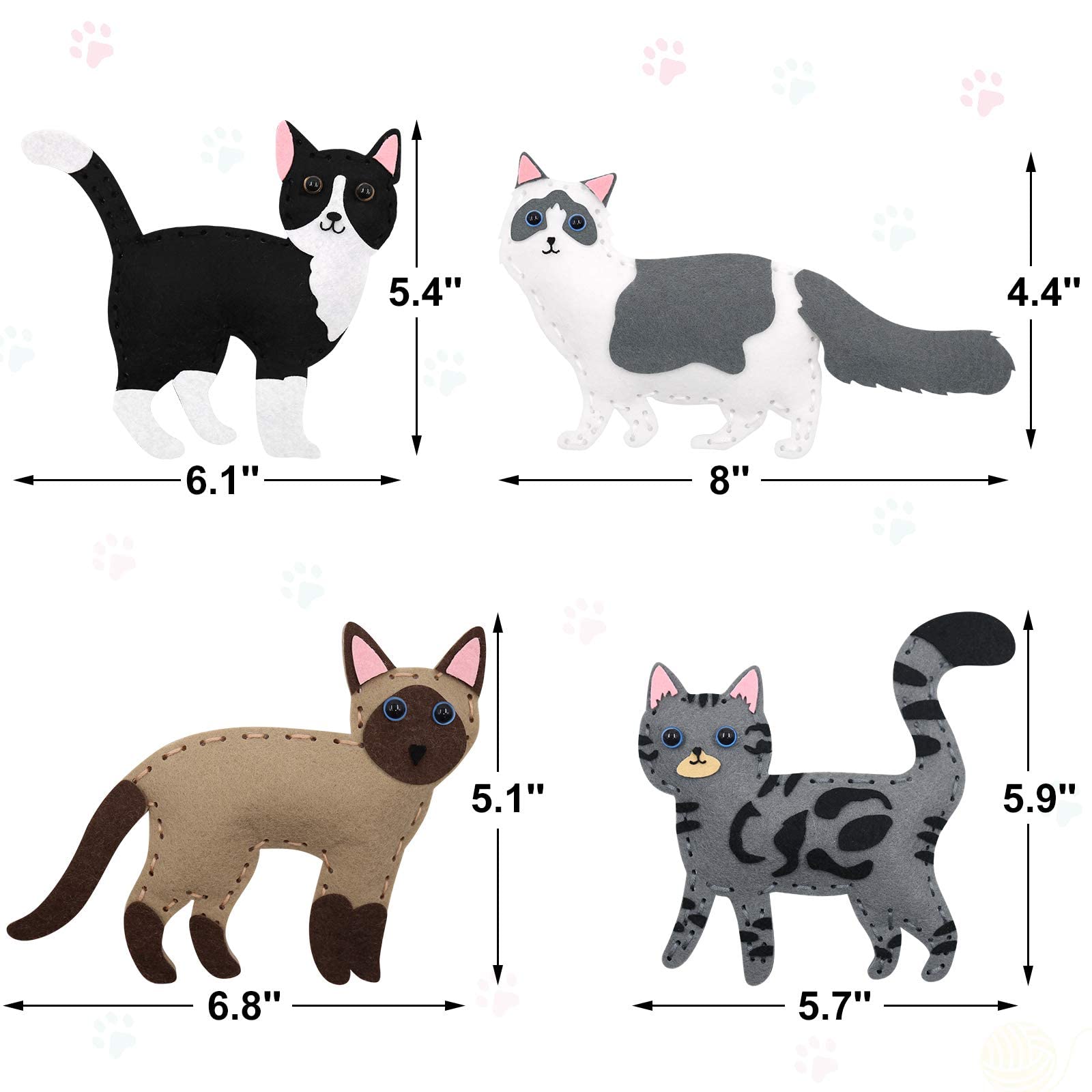 CiyvoLyeen Cat Sewing Kit for Kids -Ages 7 8 9 10 11 12 Kitten Plush Toys Arts & Crafts Set for Beginners, Learn to Sew Gifts Idea for Girls & Boys