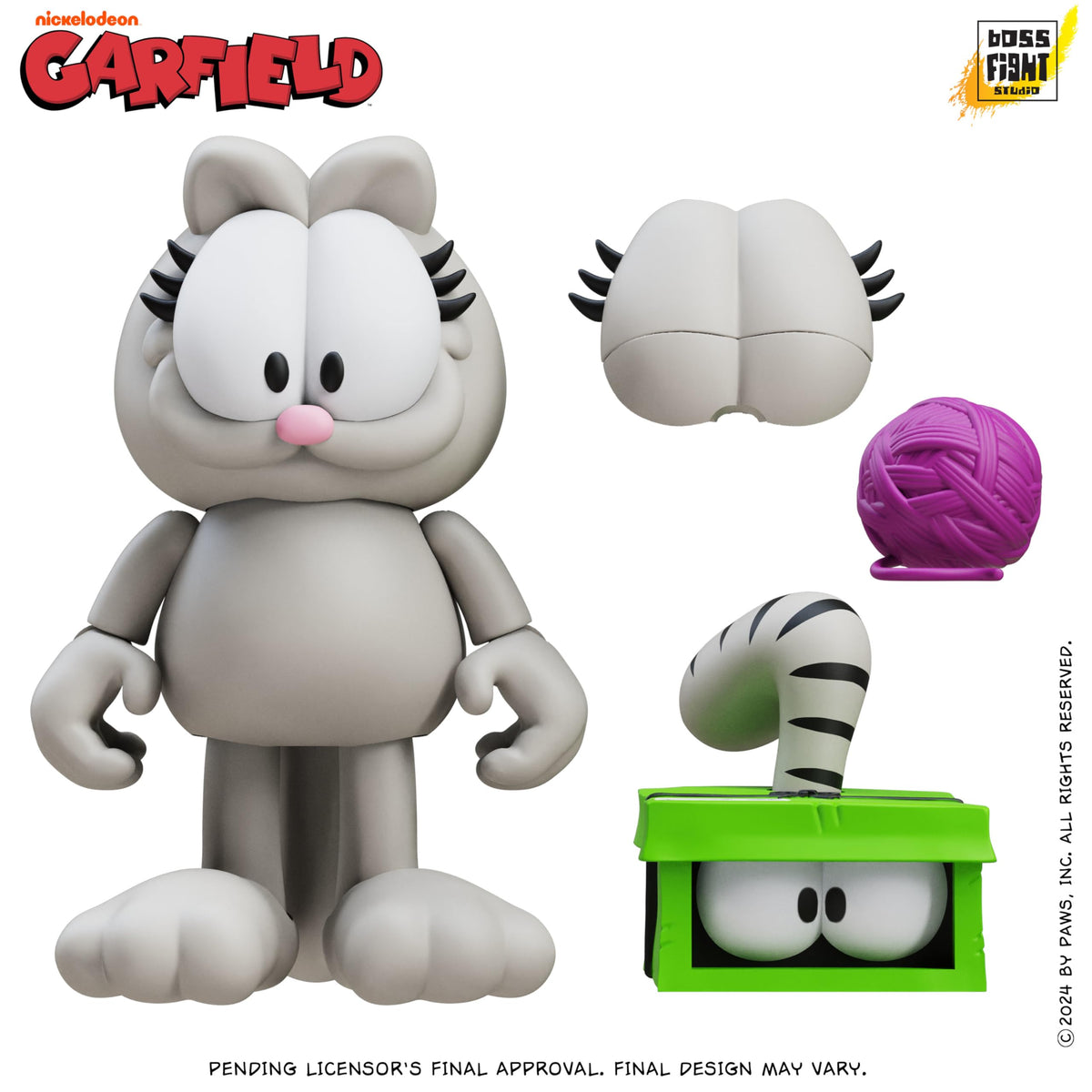 Boss Fight Studio Garfield Nermal the Kitten Action Figure - Highly Articulate Collectible Figurine with Shipping Box and Ball of Yarn Accessories and