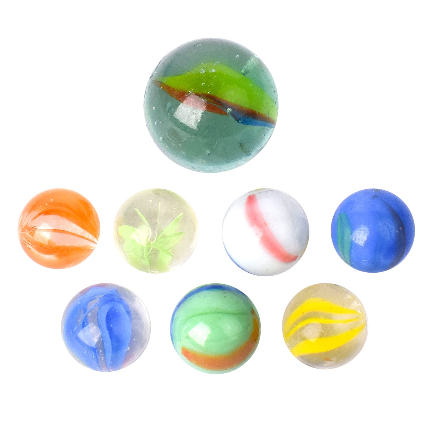 TOYMENDOUS 50 Piece Marbles - Colorful Glass Set with Shooter - Ages 8+