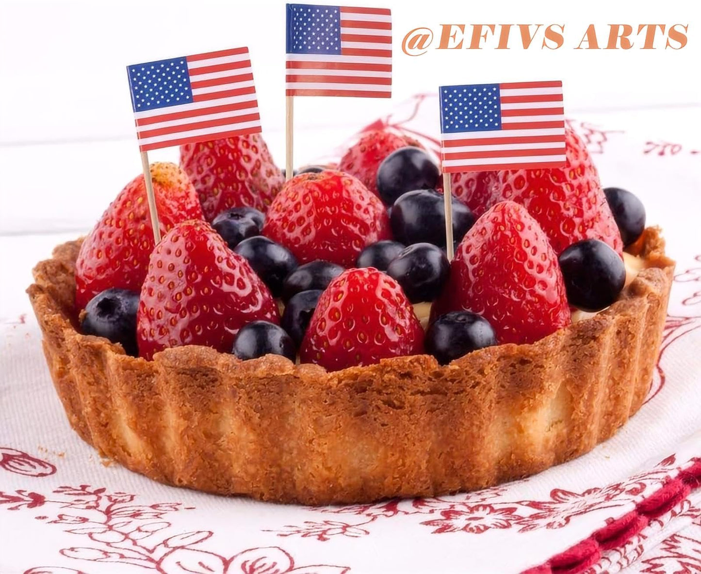 Efivs Arts 100 Pcs 4th of July American Toothpick Flag Toppers Cake Decorations Independence Day Patriotic Cupcake Toppers Picks for Army Graduation
