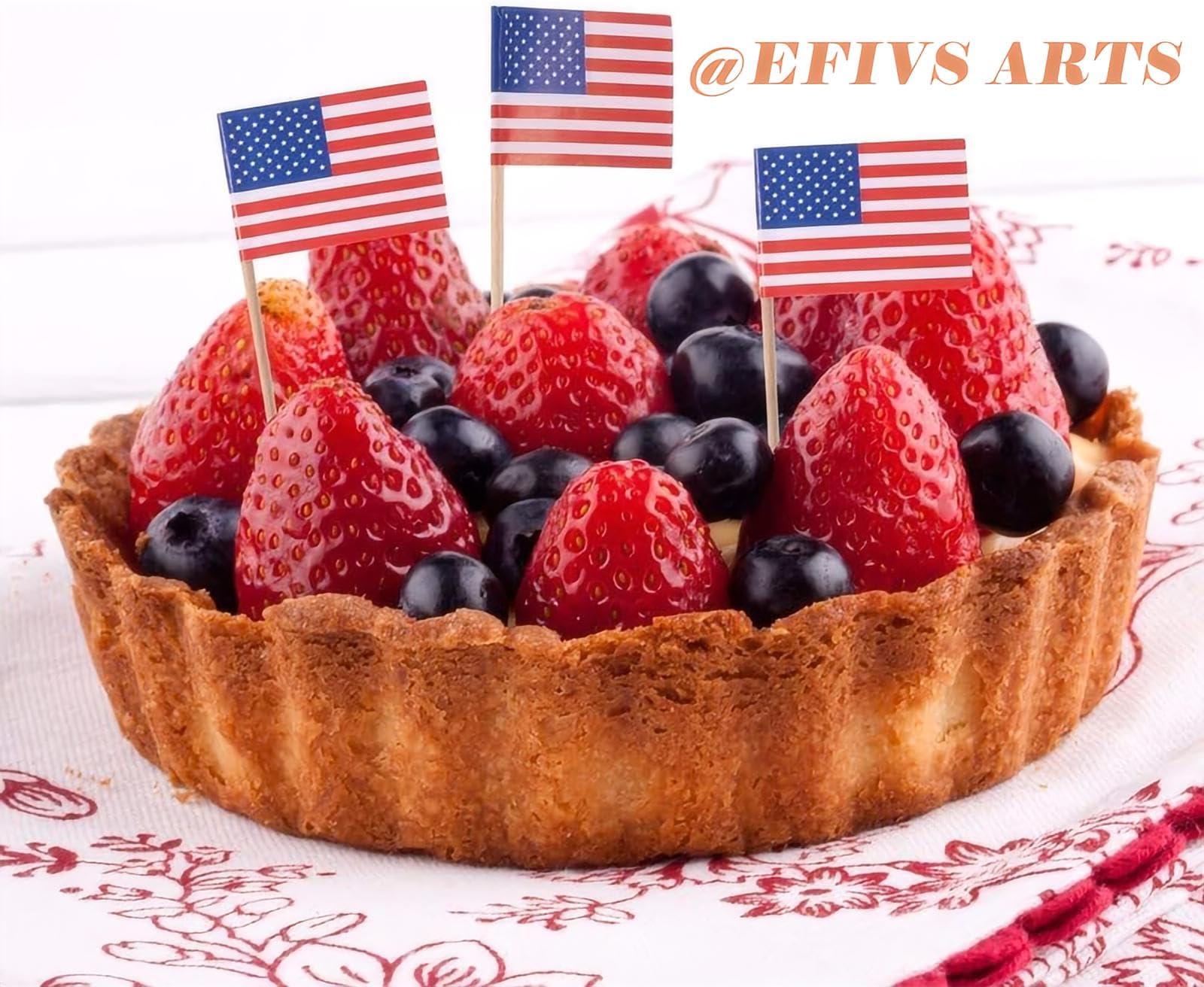 Efivs Arts 100 Pcs 4th of July American Toothpick Flag Toppers Cake Decorations Independence Day Patriotic Cupcake Toppers Picks for Army Graduation