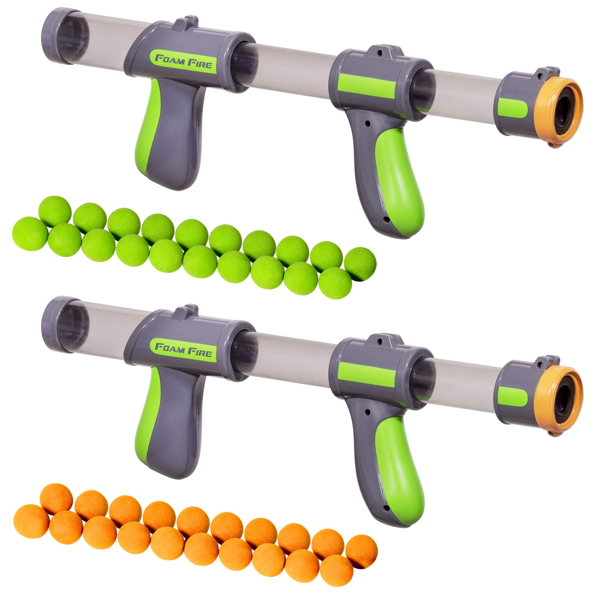 GoSports Official Foam Fire Blasters 2 Pack Toy Blasters & Replacement Bullet Balls - Fun for Accuracy Games Foam Fire Shooting Games