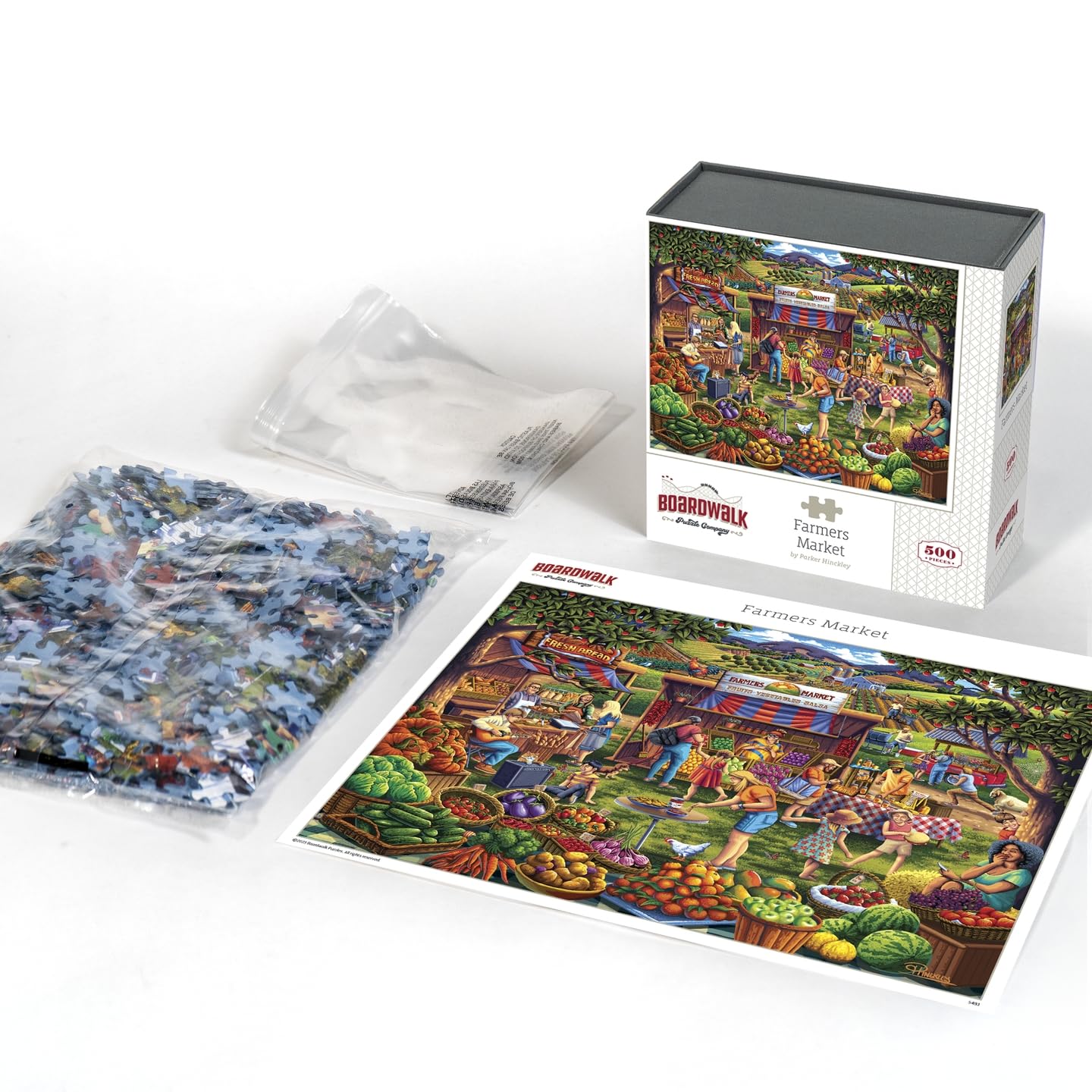 Boardwalk Farmers Market 500 Piece Jigsaw Puzzle Fun Summer Country Puzzles with Premium Box, Gift for Adults and Family 16"x20"