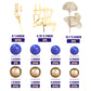 Boho Cake Topper Gold Blue Balls Cake Decorations Palm Leaves Boho Grass for Wedding Birthday (03)