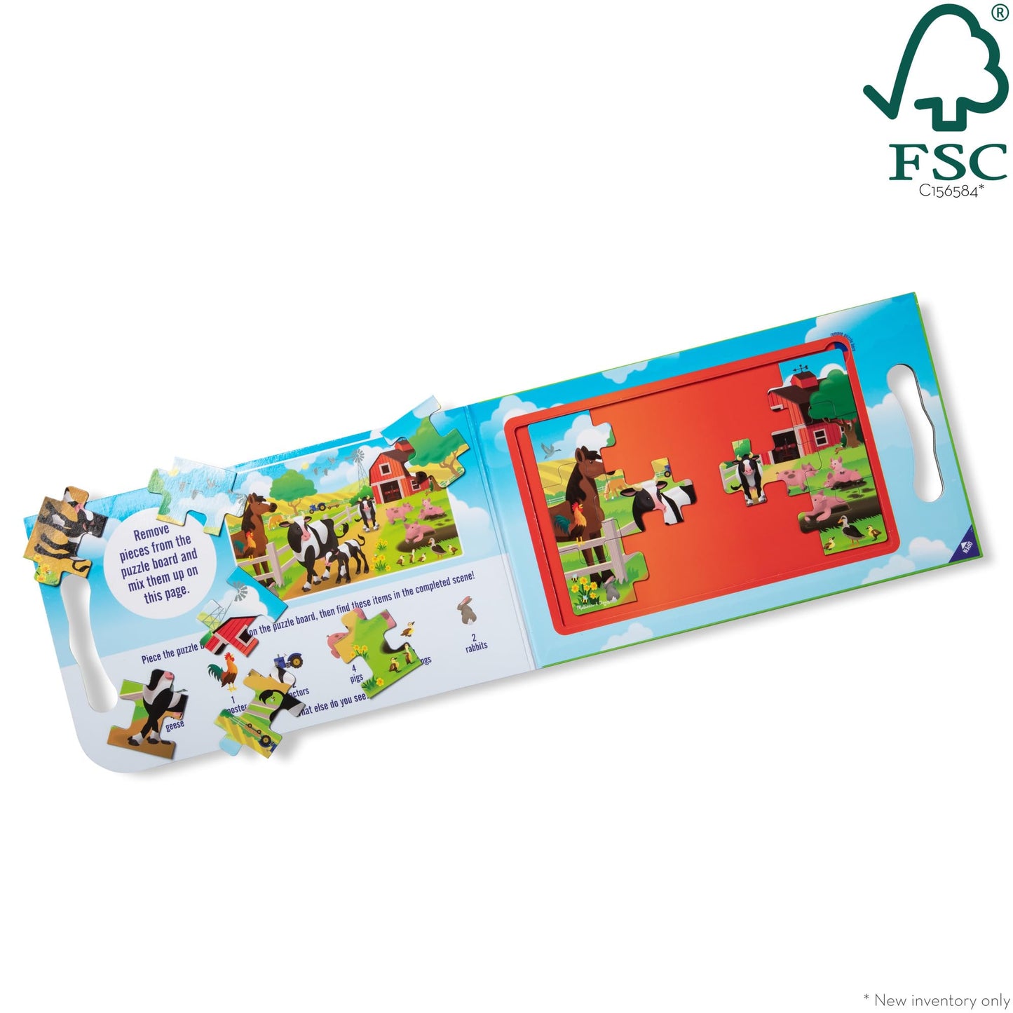 Melissa & Doug Take-Along Magnetic Jigsaw Puzzle Set - On the Farm (2 x 15 Piece) Travel Activity Toy for Preschoolers and Kids Ages 3+ - FSC
