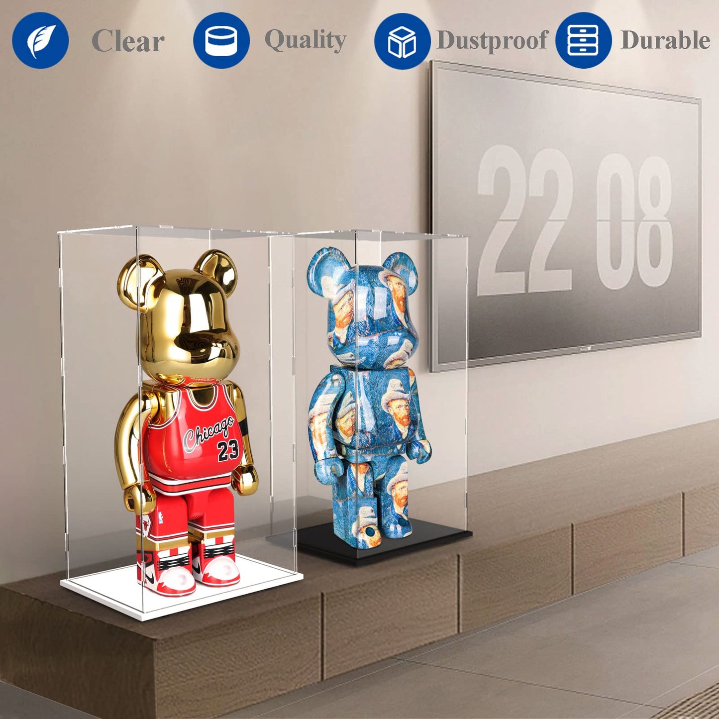 DuvinDD Acrylic Display Case for Large Collectibles, 29 inch Tall Clear Display Box for Lego NASA Artemis 10341 42221, for Bearbrick 1000% Doll