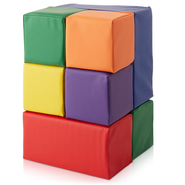 Casafield Large Toddler Foam Building Blocks (7-Piece Set), Soft Play Kids Stacking Cubes, Assorted Colors and Sizes for Daycare, Nursery, Preschool