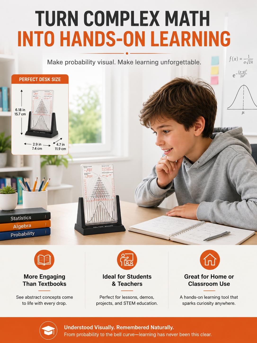 Galton Board | Probability & Statistics STEM Learning Kit for Physics Classrooms | Hands-On Math Teaching Aid with 2800 Steel Beads | Teacher