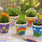 Fun Express DIY Flower Pots Bulk Craft Kit for Kids - 12 White Plastic Paint Plant Pots with Paper Inserts | Educational Toys for Painting Activities
