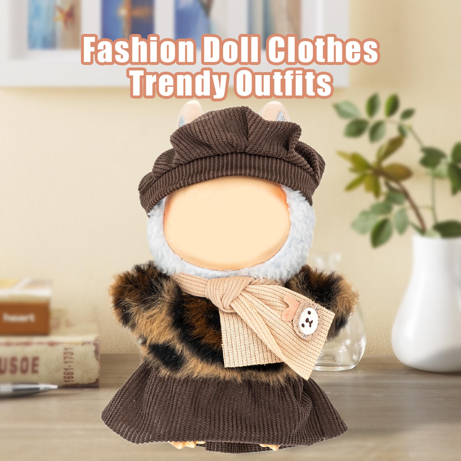 Clothes for Lububu 17cm Dolls(NO Doll) Outfit with Accessories Suit for Lububu Cute Stylish Dress Up Set for lububu Patterned Skirt