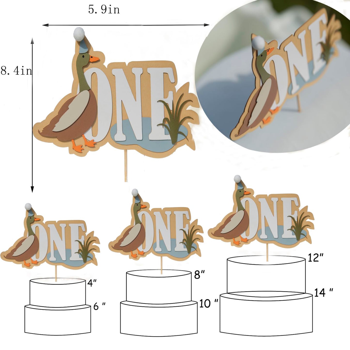 One Lucky Mallard Duck Cake Topper,Mallard 1st Birthday Decoration,Little Duck Hunter Party Decor,Mallard Duck Birthday Party Supplies,Duck Hunting