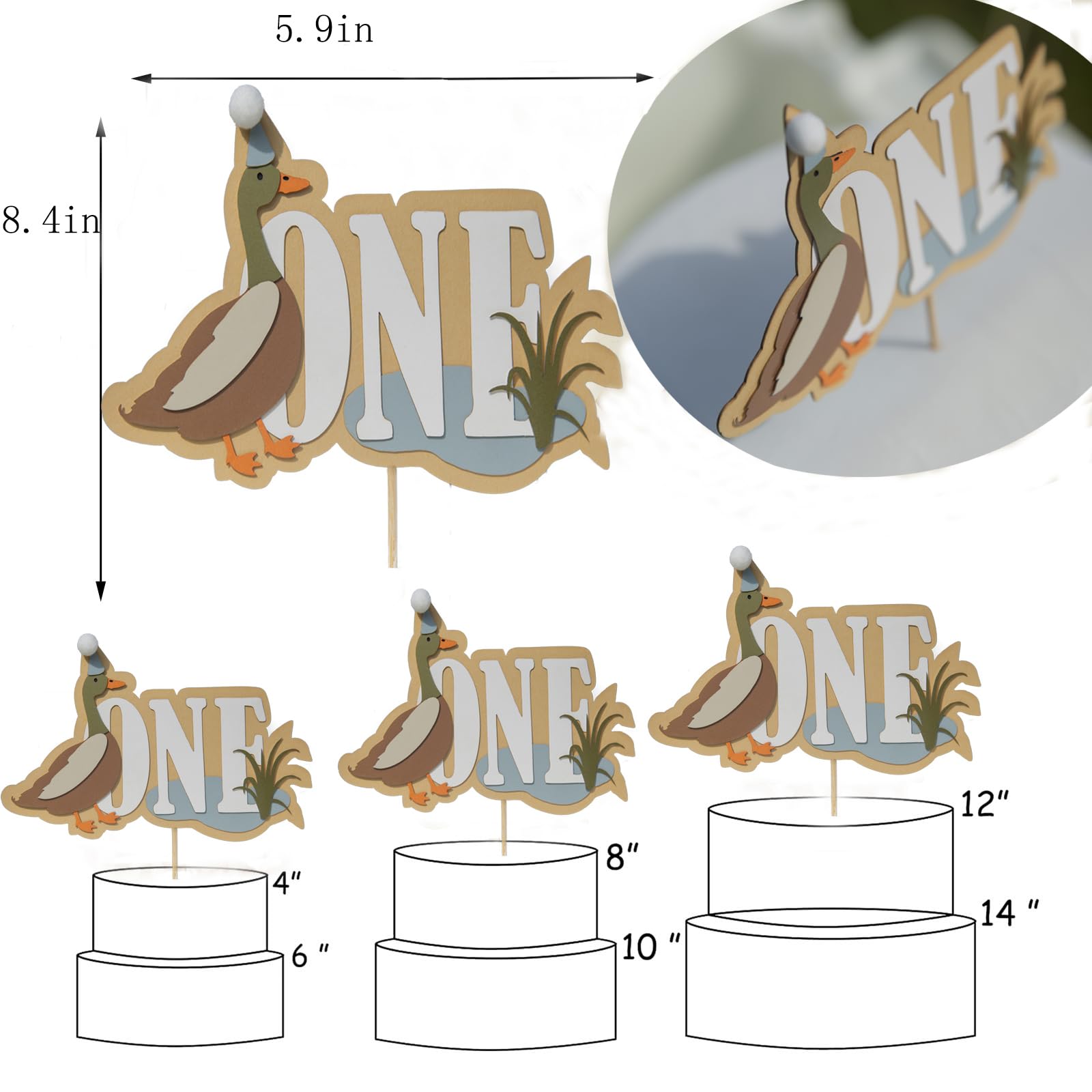 One Lucky Mallard Duck Cake Topper,Mallard 1st Birthday Decoration,Little Duck Hunter Party Decor,Mallard Duck Birthday Party Supplies,Duck Hunting