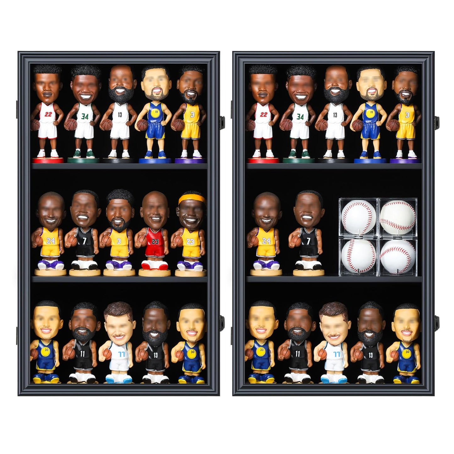 Zmiky Bobblehead Display Case Action Figure Display Case Bobble Head Shadow Box Wall Cabinet for 15 Figurines Display with Lockable Anti Fade Uv