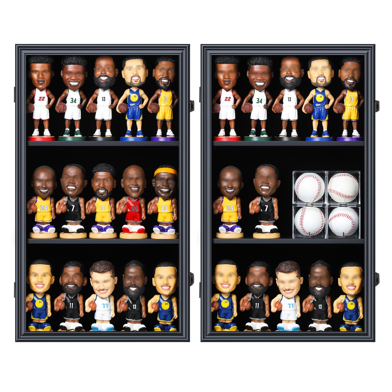 Zmiky Bobblehead Display Case Action Figure Display Case Bobble Head Shadow Box Wall Cabinet for 15 Figurines Display with Lockable Anti Fade Uv