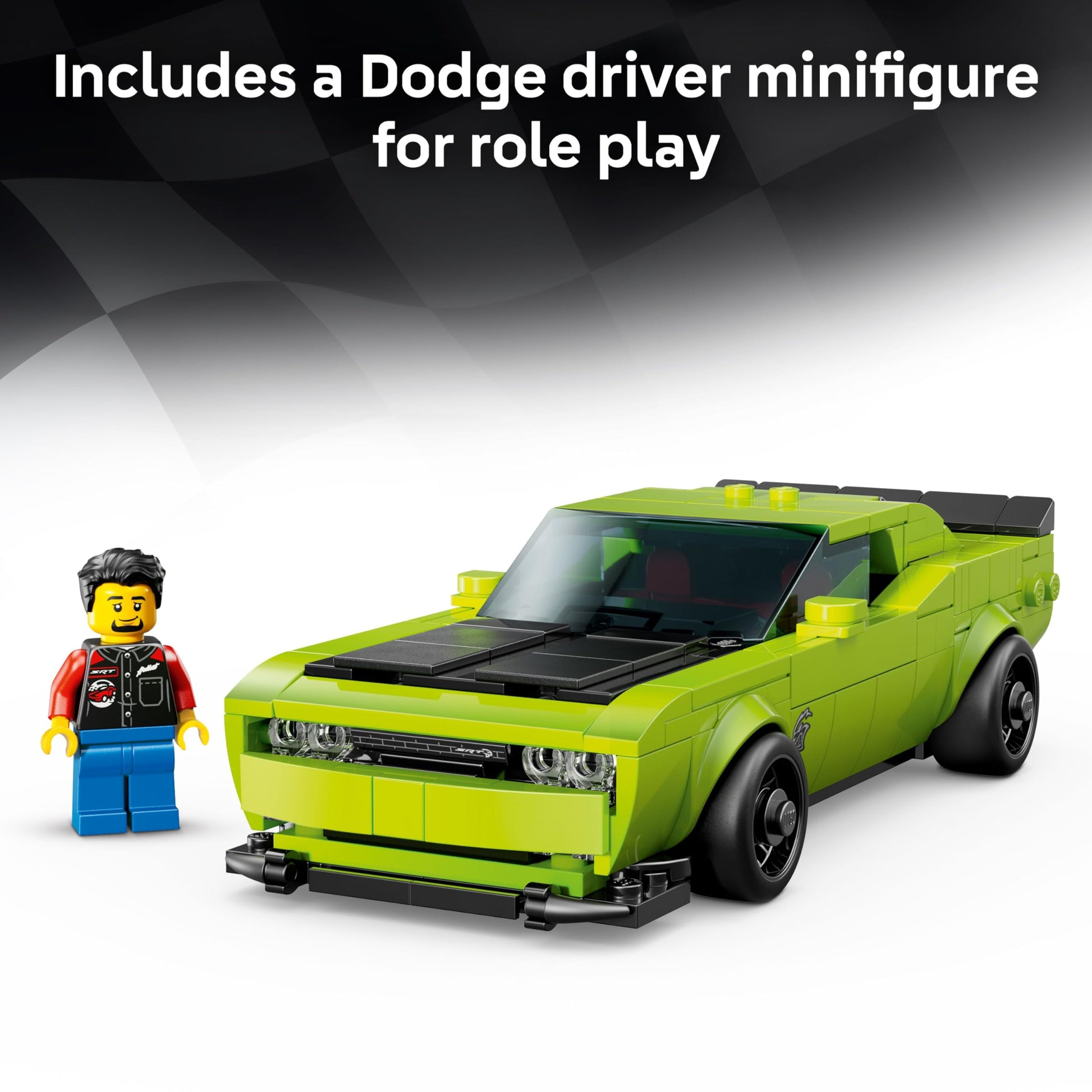 LEGO Speed Champions Dodge Challenger SRT Hellcat Sports Car Toy - Building Set for Learning, Play and Display - Kids Toy for Boys and Girls, Ages 9+