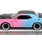 Jada Pink Slips 1:24 W5 2015 Dodge Challenger SRT Hellcat Die-Cast Car w/Base, Toys for Kids and Adults(Pink/Blue Gradient)