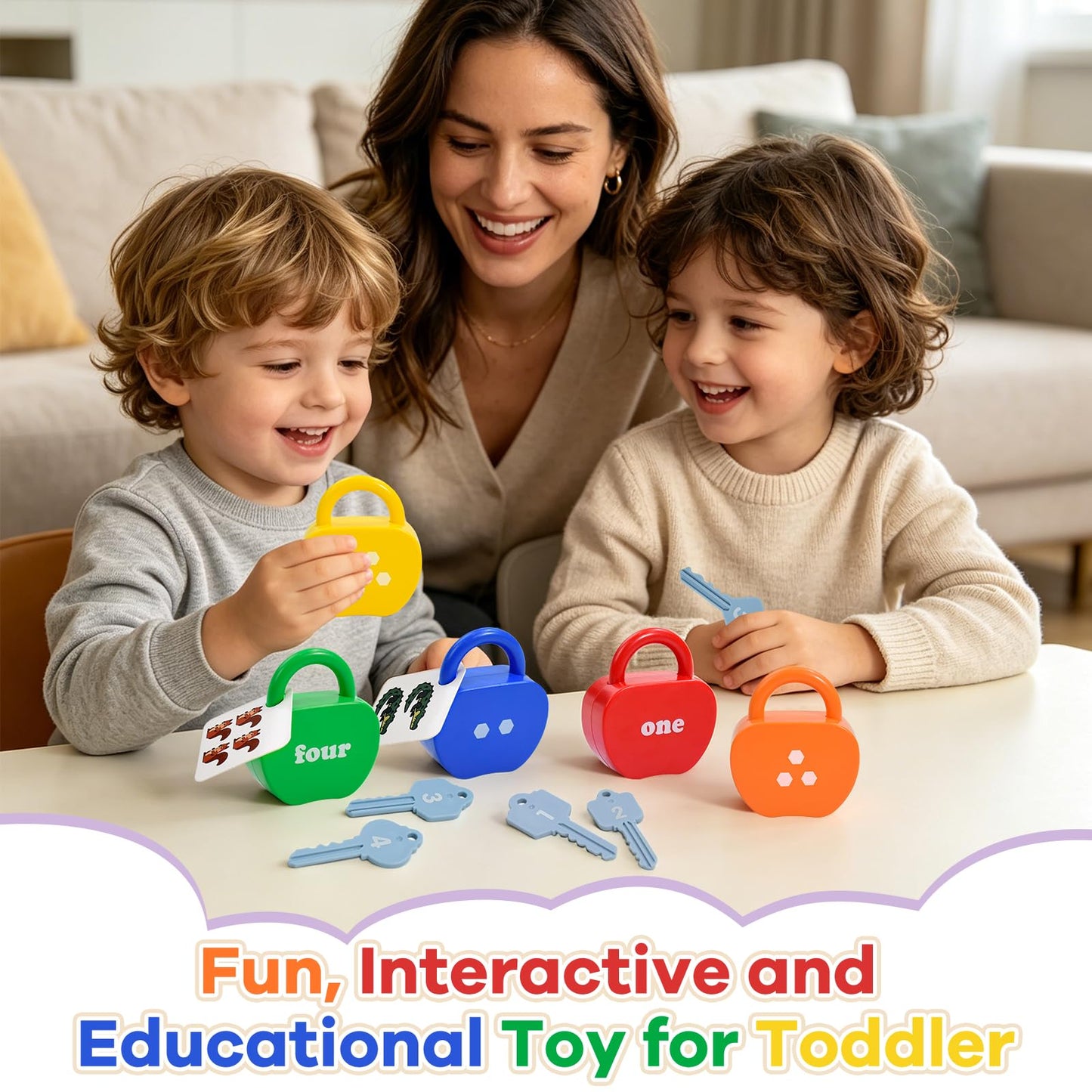 Learning Lock and Key Toys for Toddlers, Montessori 5PCS Numbers Matching & Counting Fine Motor Games, Kindergarten Educational Math Toys for Ages 3 4