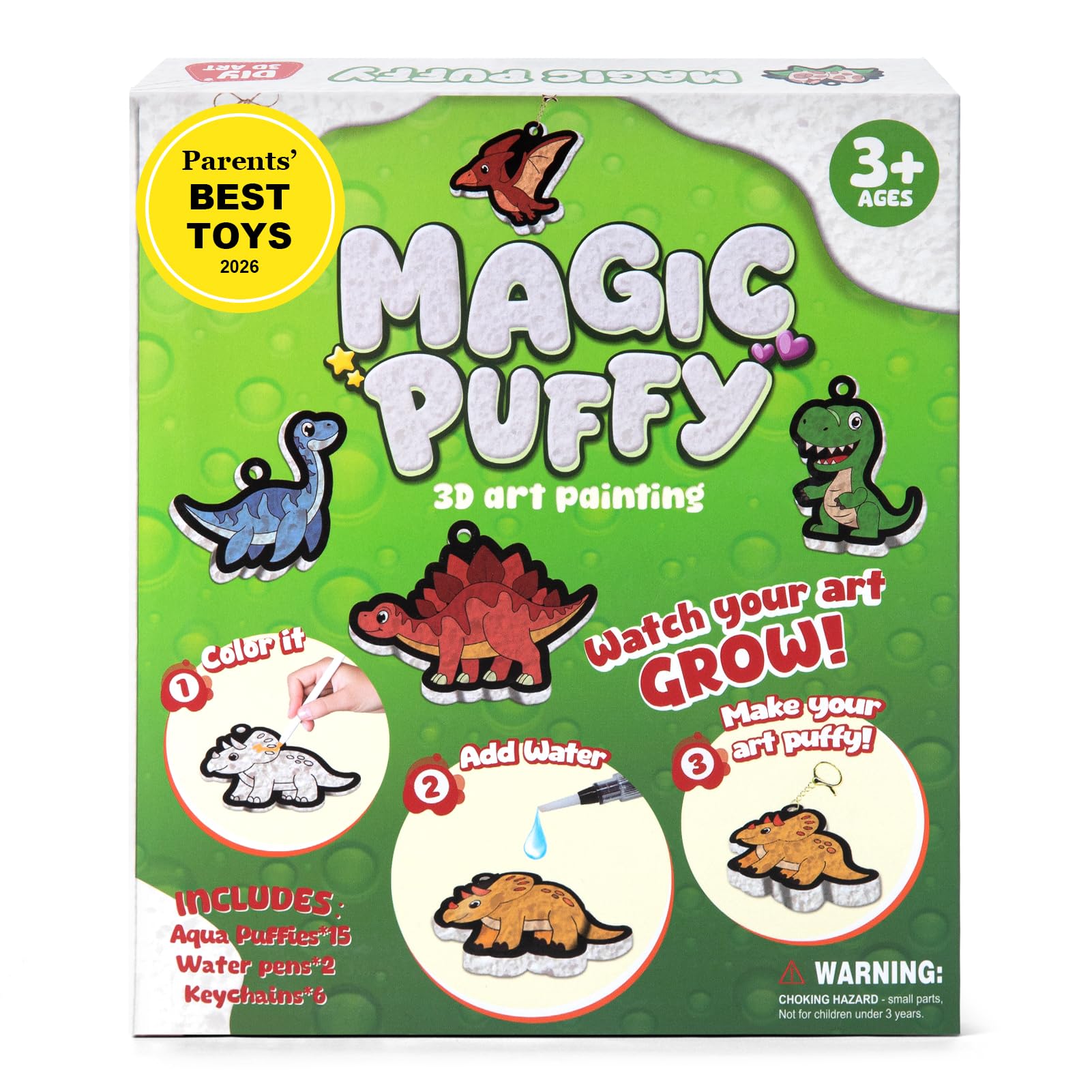 BoxNoble Magic Aqua Puffy, 3D Art Craft Kits Paint by Number Crafts Kits for Kids, Mess Free Creative Gifts for Boys & Girls Ages 4 5 6 7 8 9 10