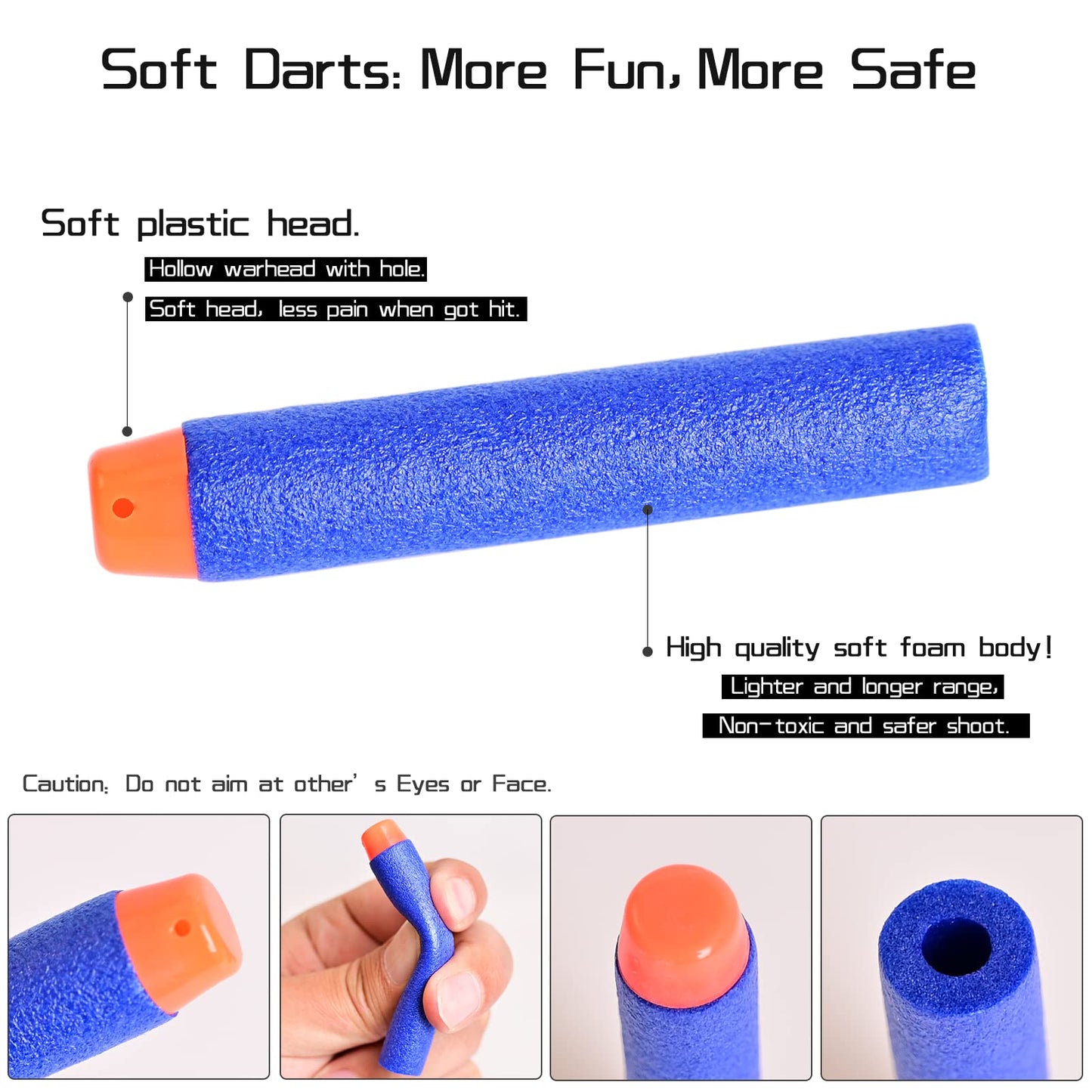 lififun 600-Dart Refill Pack Soft Darts for Nerf N-Strike Elite Blue