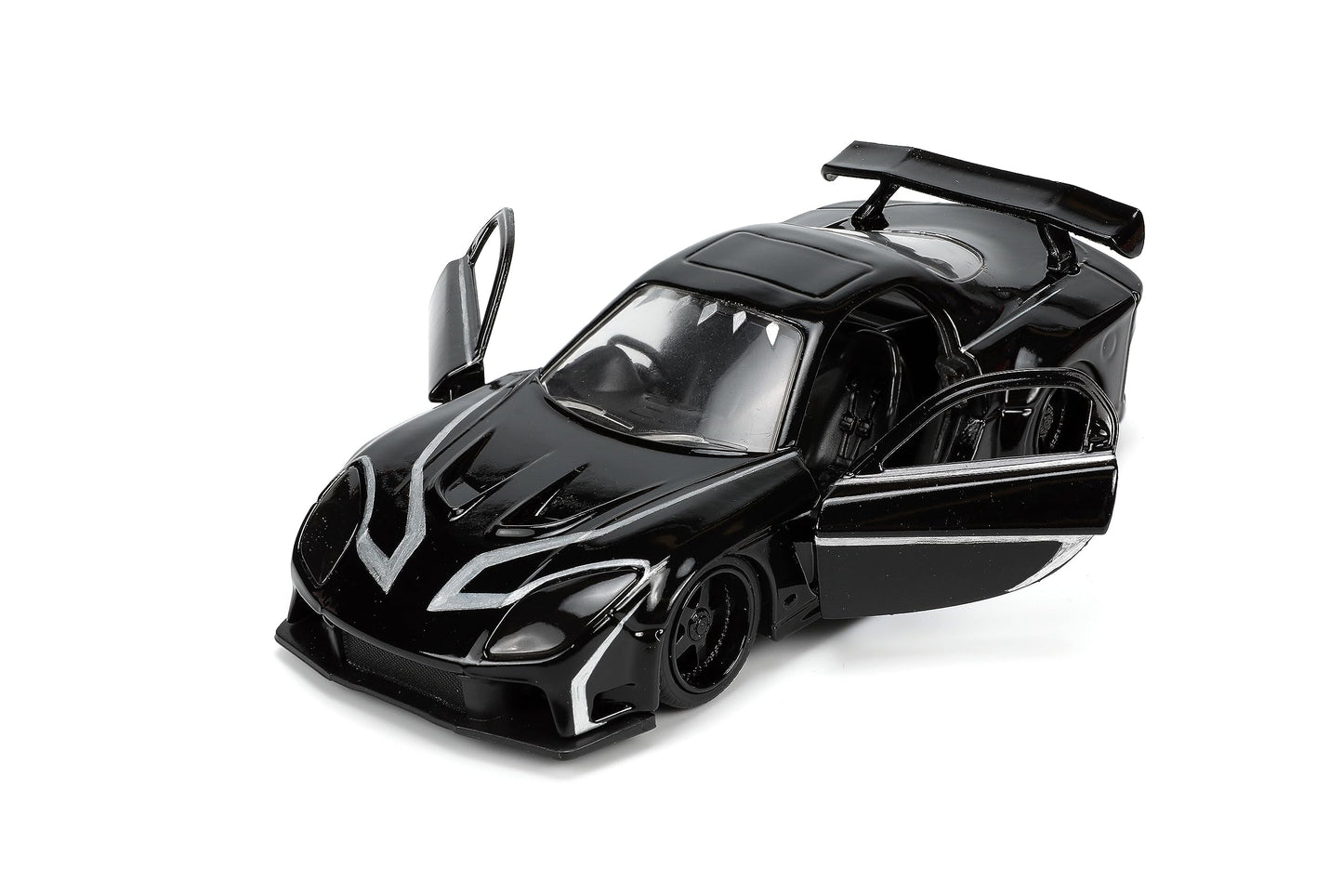 Jada Marvel 1:32 Black Panther 1995 Mazda RX7 Widebody Die-Cast Car & 1.65” Black Panther Figure, Toys for Kids and Adults