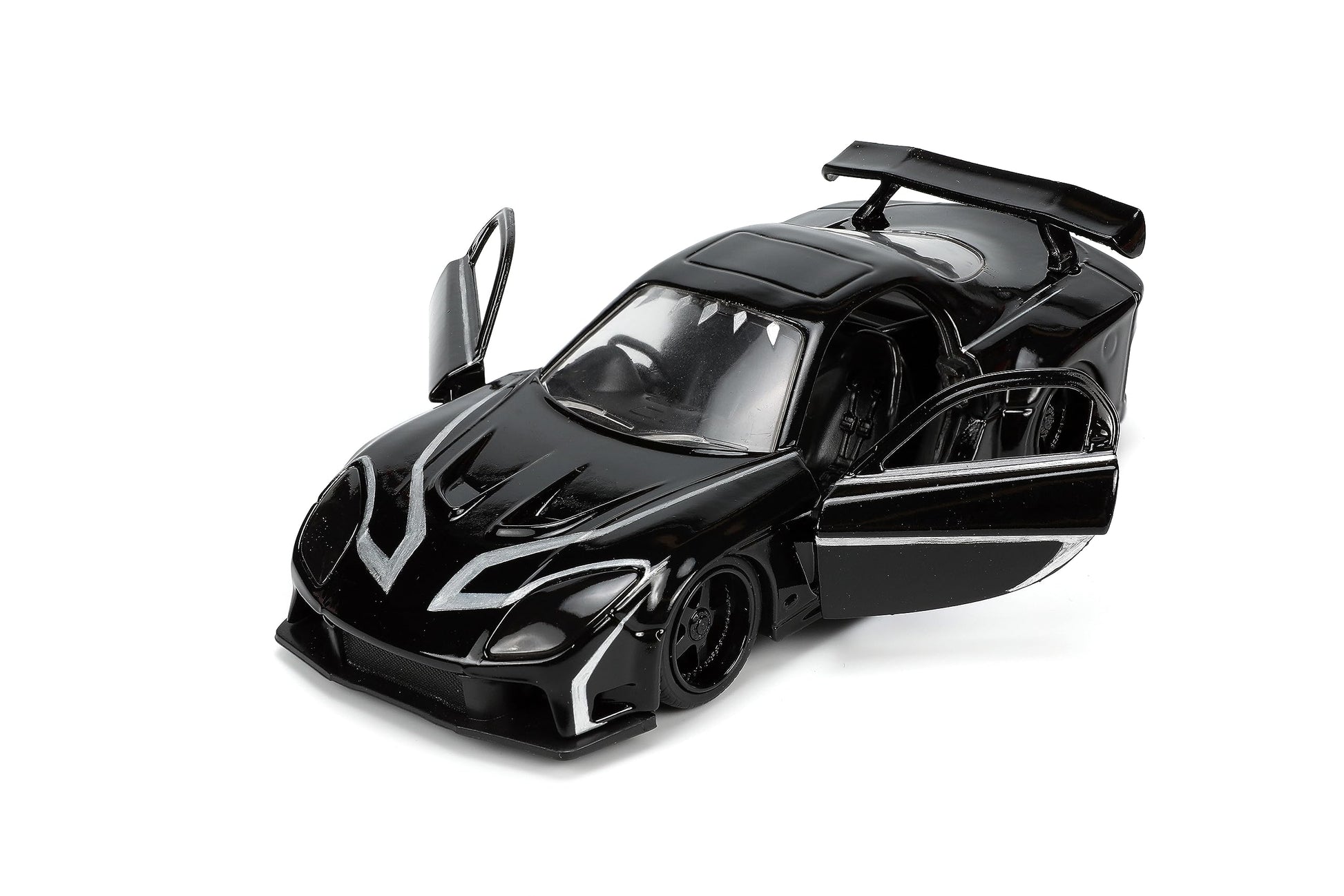 Jada Marvel 1:32 Black Panther 1995 Mazda RX7 Widebody Die-Cast Car & 1.65” Black Panther Figure, Toys for Kids and Adults