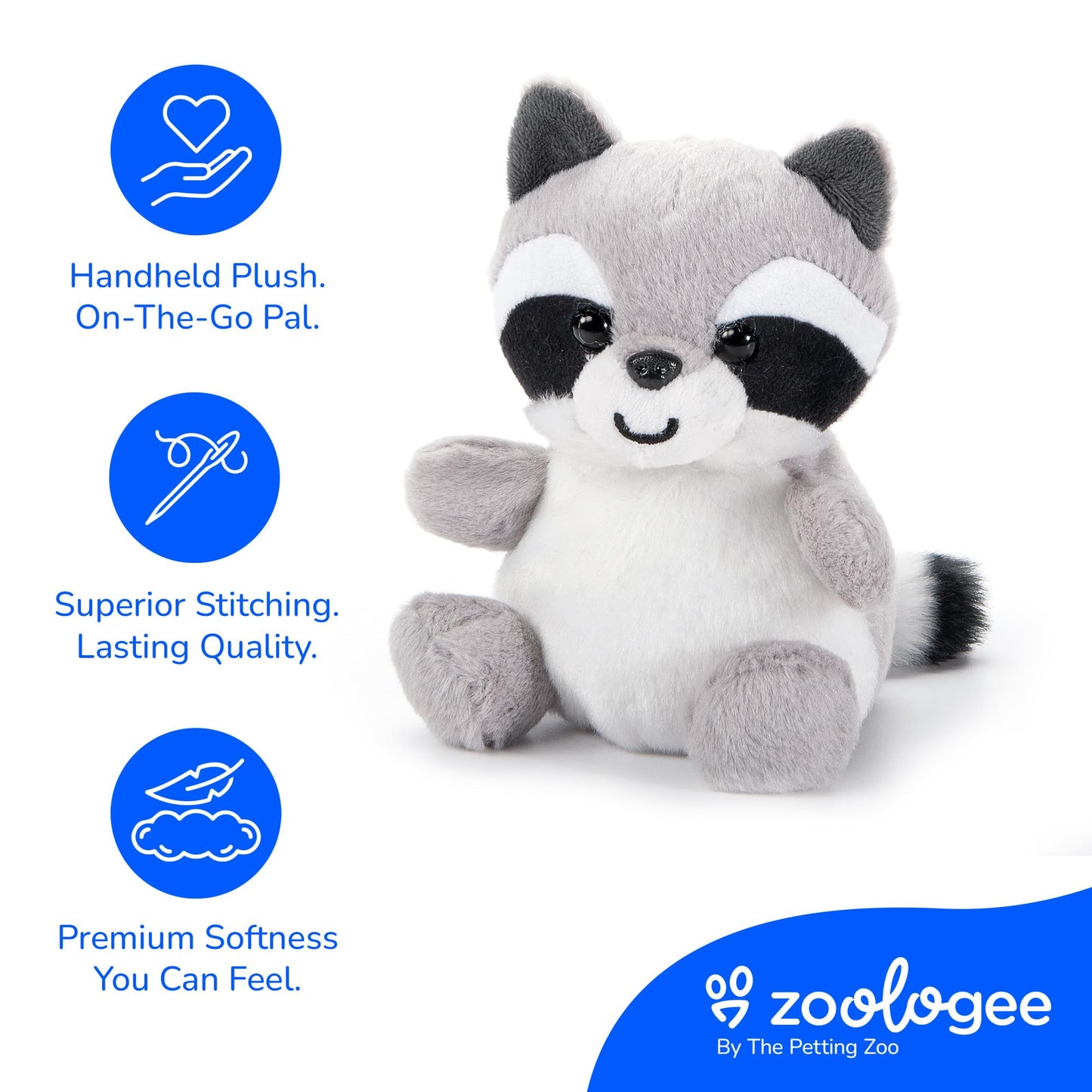 The Petting Zoo Raccoon Stuffed Animal Plushie, Gifts for Kids, Nuggetz Wildlife Stuffed Animals, Raccoon Plush Toy, 6 inches