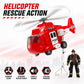 Fire Rescue Toy Set for Kids Ages 3+ - Friction Powered Fire Truck, Rescue Helicopter, Fire Chef Car & 2 Firefighter Figures with Lights & Sounds