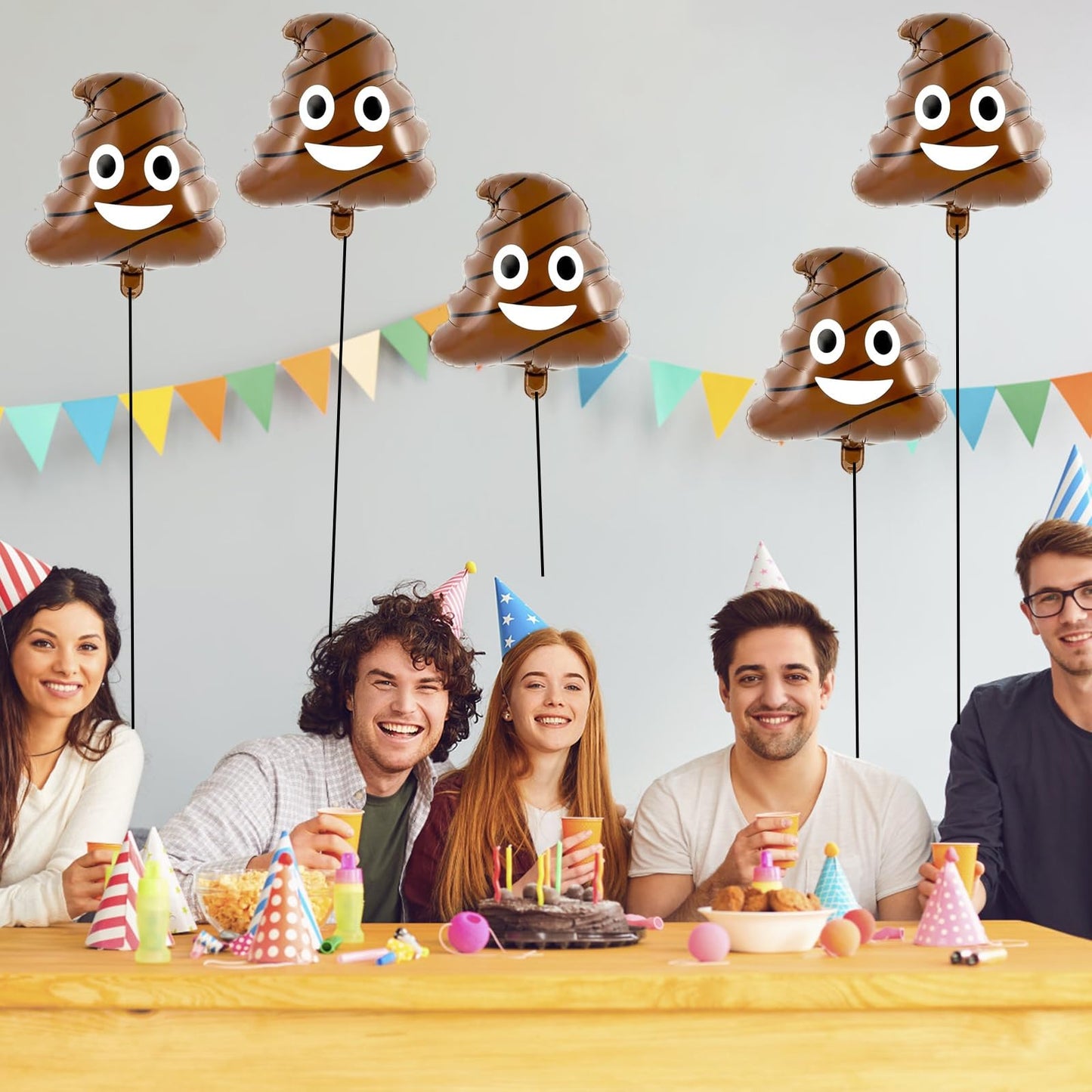 6Pcs Big Poop Balloon?Party Funny Aluminum Poo Foil Balloon?Suitable for Various Party Decorations
